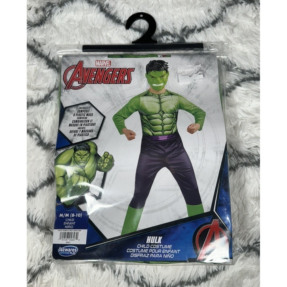 MARVEL The Hulk Avengers Jumpsuit Mask Costume Cosplay Child M (8-10) *NEW*